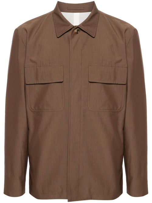 Spread-collar shirt jacket - Brown