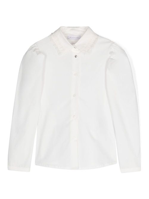 Ruffle-trim cotton shirt - White