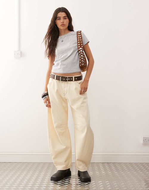 Barrel leg jean co-ord in buttermilk yellow