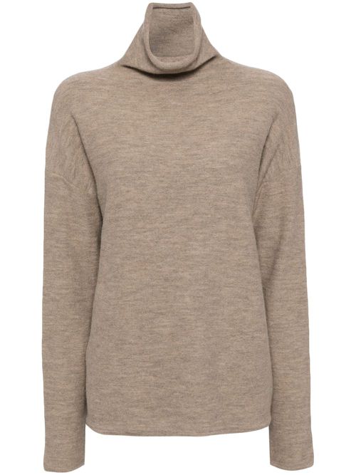 High-neck knitted top - LIGHT TAUPE