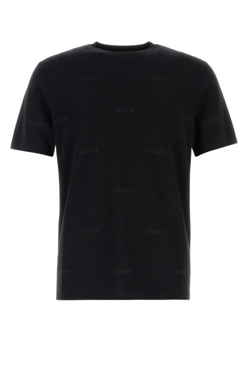 Logo-Embroidered Wool Blend T-shirt — Black