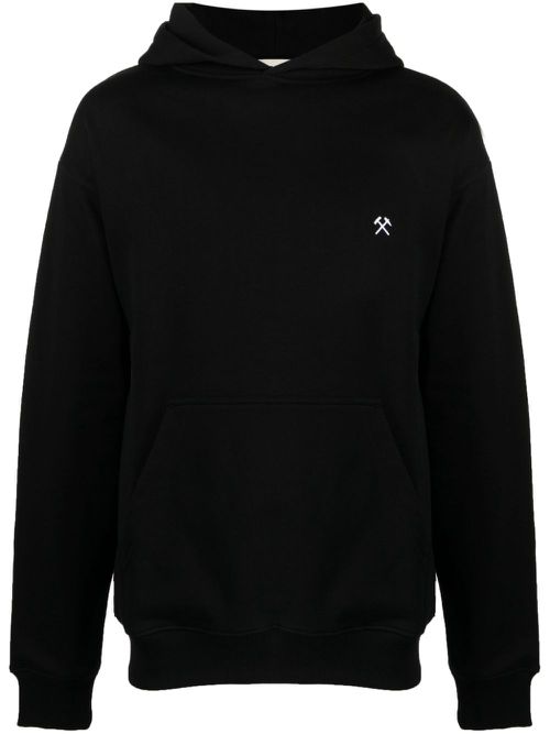 Logo-embroidered organic cotton hoodie - Black