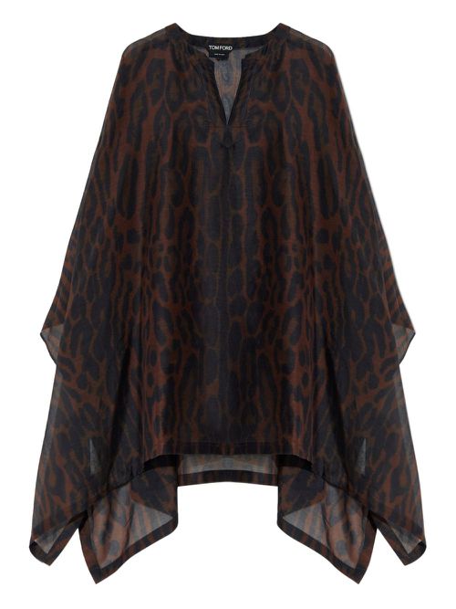 Leopard-print beach dress - Brown