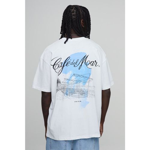 BoohooMAN Mens Oversized Cafe Del Mar Beach License Print T-shirt - White Cotton - Large