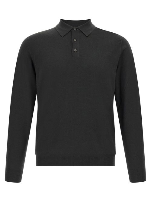 Flexwool Virgin Wool Polo Shirt — Black