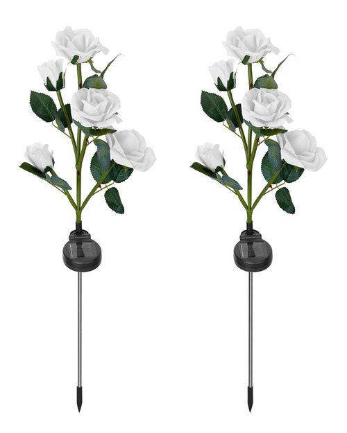 2pc Solar Powered Lights Outdoor Rose Flower