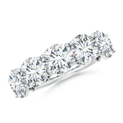 Angara 7.5 Carats Lab-Grown Round Diamond Five Stone Classic Anniversary Ring in 18K White Gold