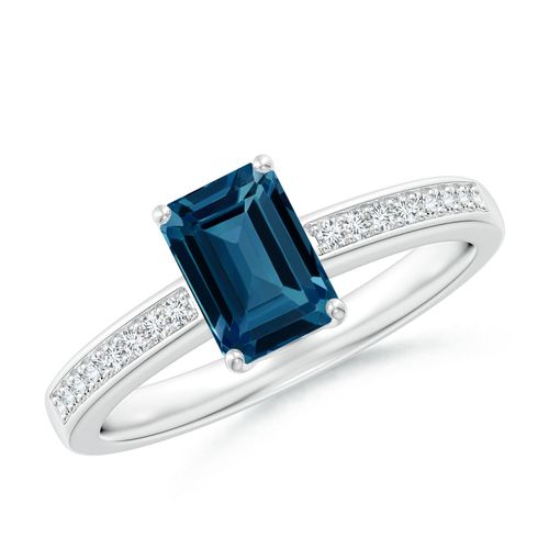 Angara 1.2 Carats Octagonal London Blue Topaz Cocktail Ring with Diamonds in Platinum