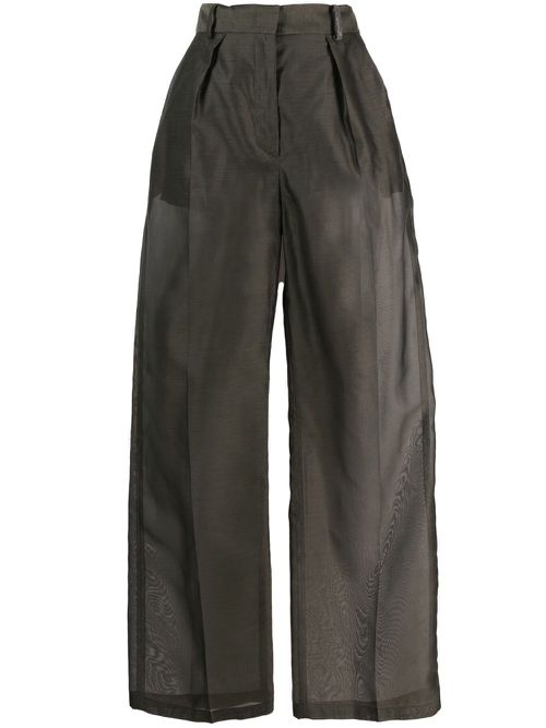 Transparent-leg loose-fit trousers - Green