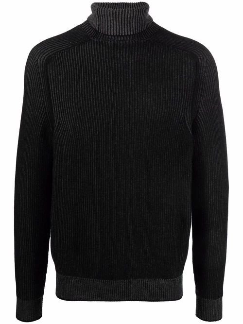 Roll-neck wool jumper - Black
