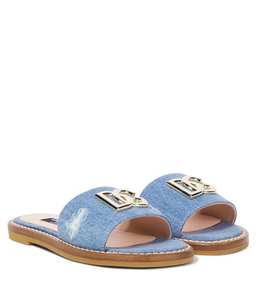 DG distressed denim slides