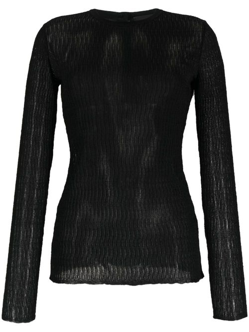 Textured-finish silk top - Black