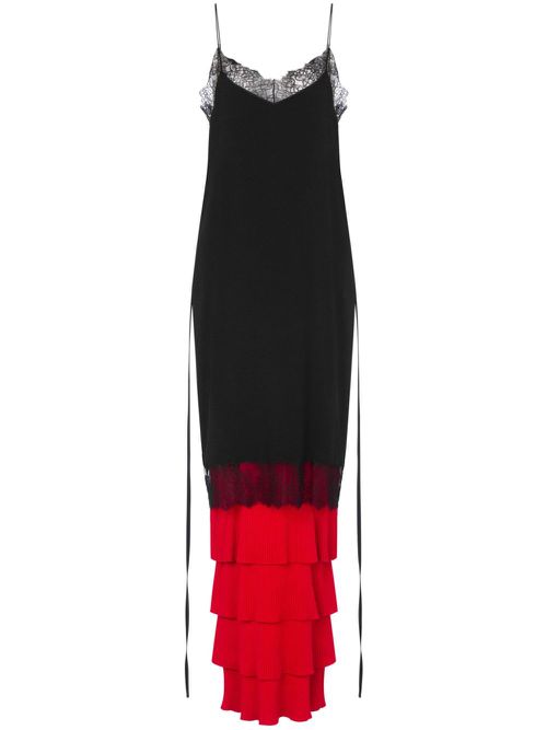 Lace-panel knitted dress - Black