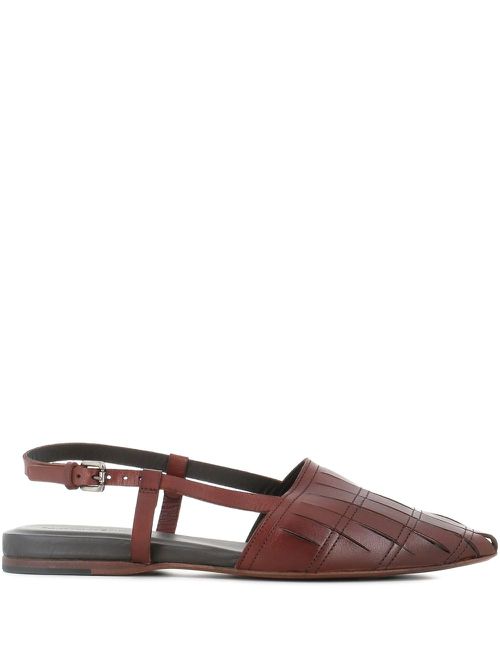 Leather slingback flats - Brown