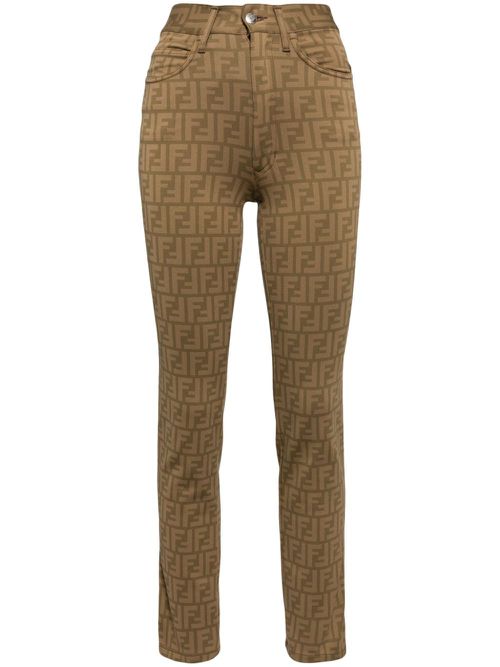 Zucca-print high-rise skinny jeans - Brown
