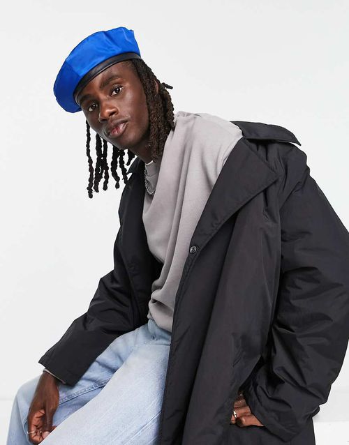 ASOS DESIGN beret hat in cobalt blue