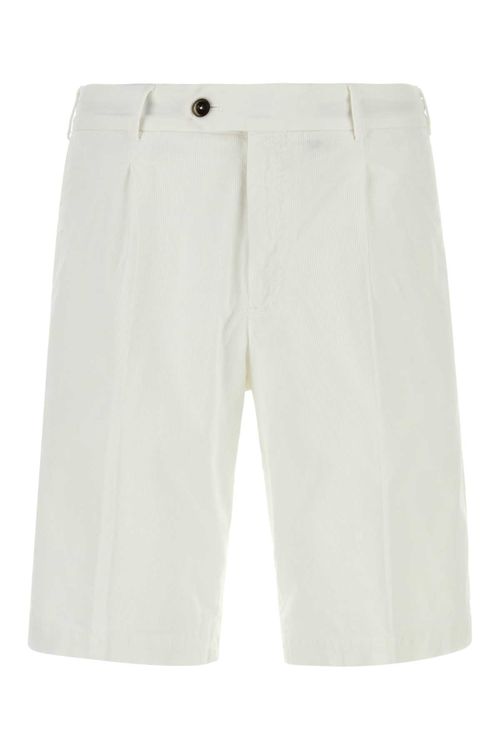 White Stretch Corduroy Bermuda Shorts