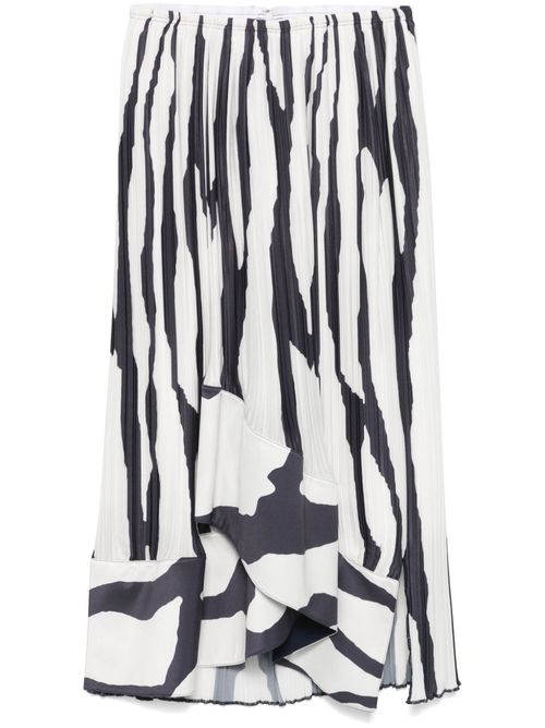 Zebra-print pleated midi skirt - White