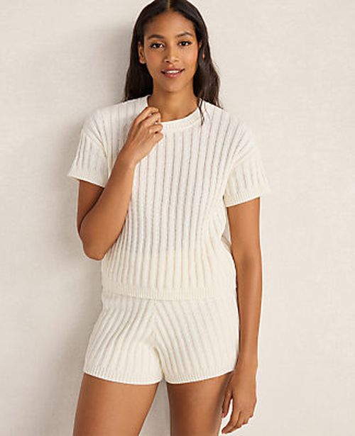 Ann Taylor Haven Well Within Cotton Vertical Stitch Tee
