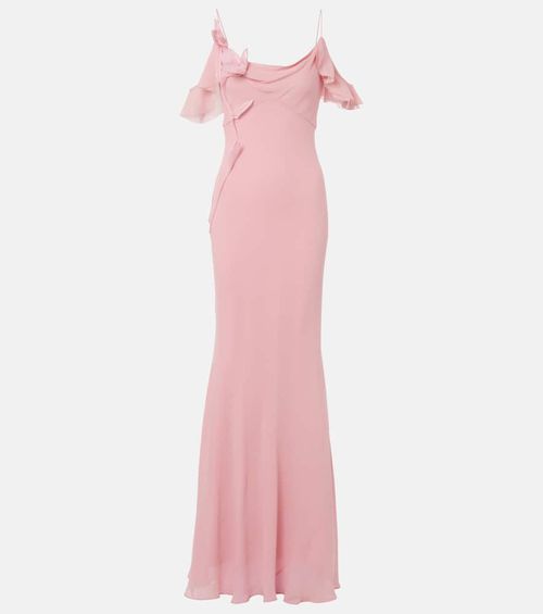 Self-Portrait Floral-appliqué georgette gown