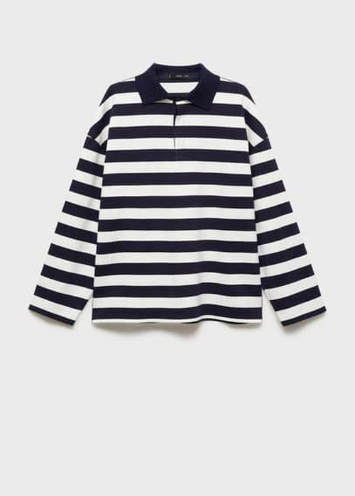 Striped polo neck sweatshirt dark navy - Woman - 