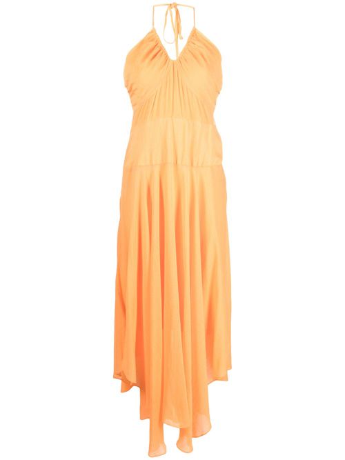 Crinkle rayon maxi dress - Orange