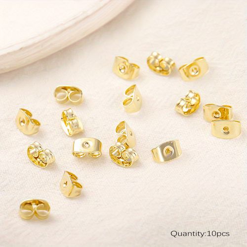 TEMU 10/40/80pcs Golden Alloy Earring Backs - Durable Metal Stoppers For Making, Secure Earring Studs, Diy Earring Findings, Craft Supplie