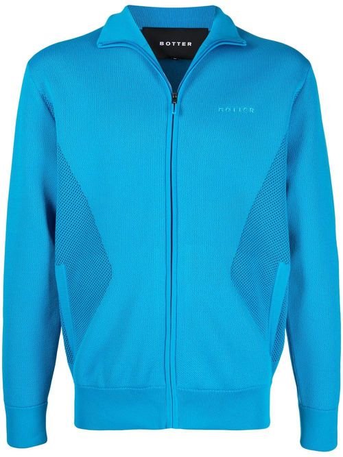 Embroidered-logo zip-up sweatshirt - Blue