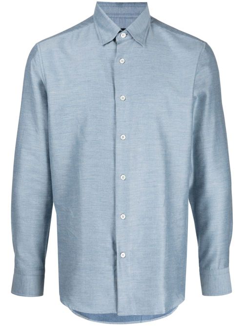 Long-sleeve cotton-cashmere shirt - Blue