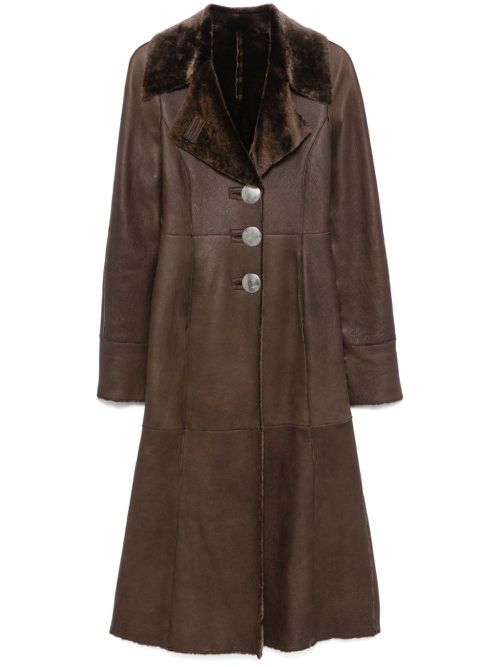 2000s leather coat - Brown