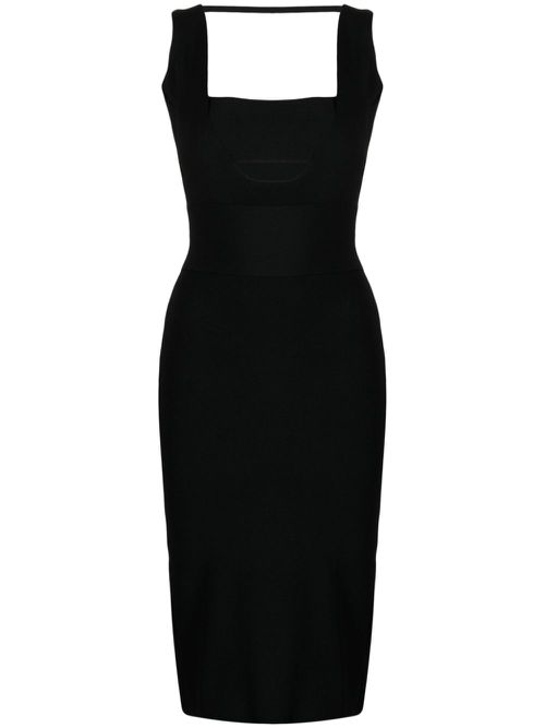 Square-neck knitted midi dress - Black