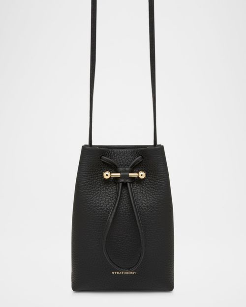 Osette Drawstring Leather Crossbody Pouch Bag