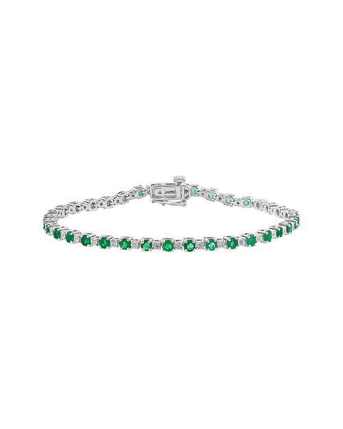 Silver 3.19 ct. tw. Diamond & Emerald Bracelet