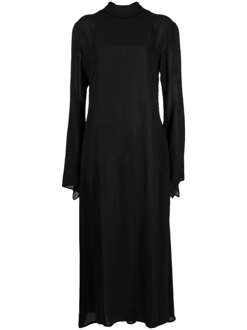 High-neck long-sleeve dress - Black