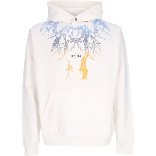 Men's Lightweight Hooded Sweatshirt Bicolor Lightning Print Hoodie White