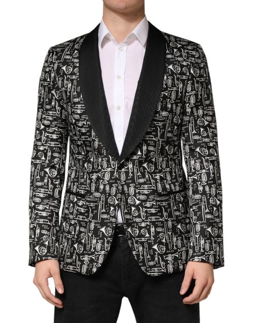 Jazz Club Silk Single-Breasted Blazer — Black