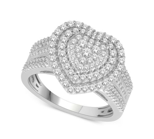 Diamond Heart Ring (1 ct. t.w.) in 14k White or Rose Gold - White Gold
