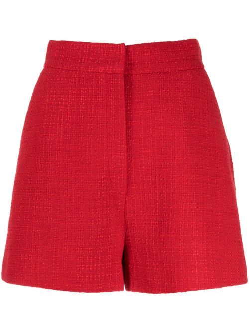 High-rise tweed shorts - Red