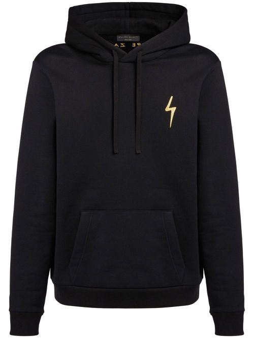 Embroidered logo drawstring hoodie - Black