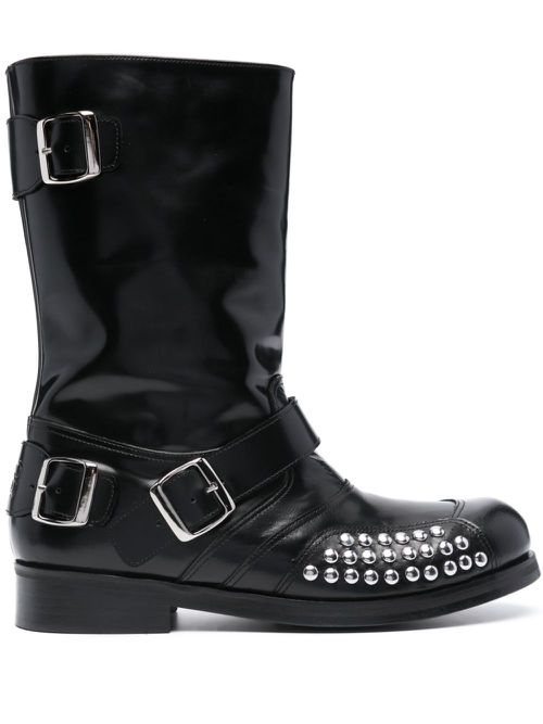 Leather biker boots - Black