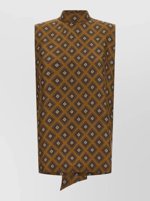 Alberto Biani - geometric draped sleeveless high neck top