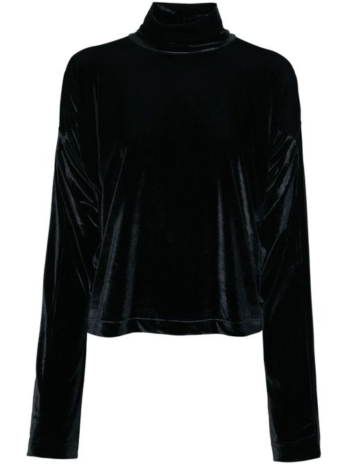 Velour high-neck top - Black