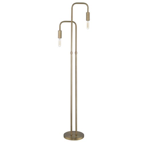 Aged Brass Two Light Floor Lamp from the Perret Collection