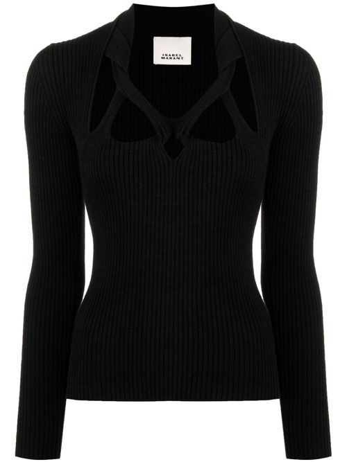 ISABEL MARANT cut-out rib-knit top - Schwarz