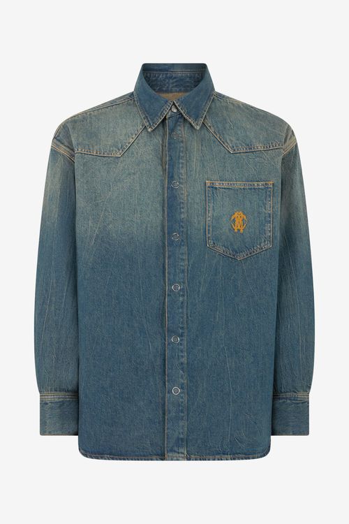 Blue Denim Shirt With Monogram Rc