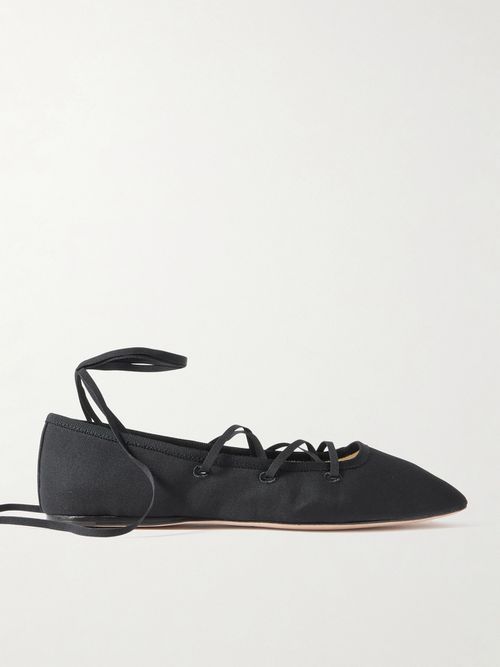 Louisa Lace-up Faille Ballet Flats