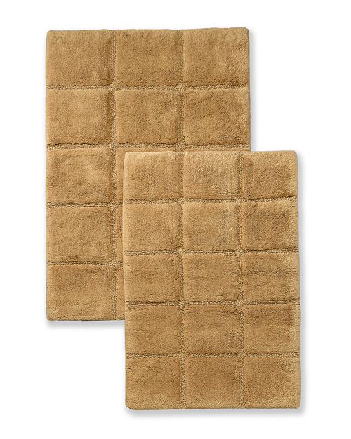 Superior Solid 2pc Checkered Non-Slip Cotton Bath Rug Set