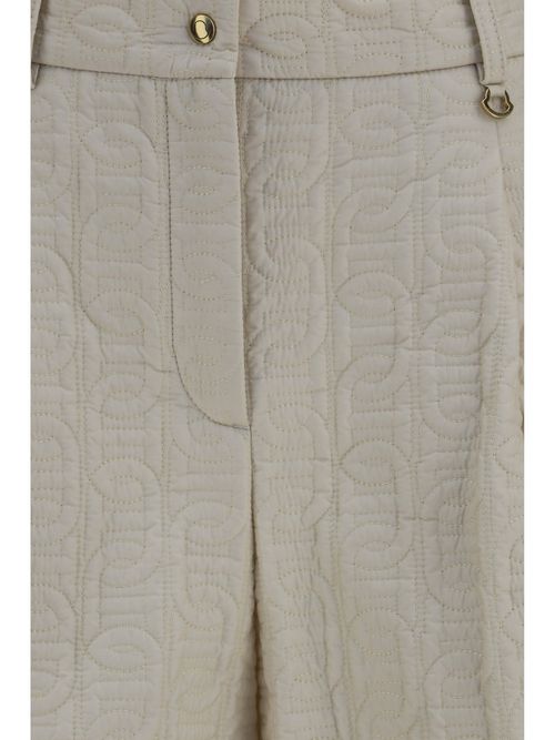Quilted Logo Shorts — Beige