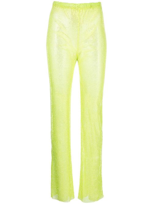 Rhinestone-embellished straight trousers - Green