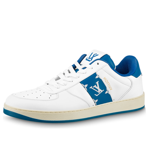 Rivoli Sneakers 'White with Blue Side Monogram Band'